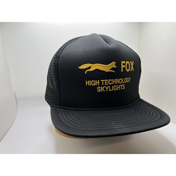 Fox Trucker Hat Black Snapback Mesh Back - Picture 1 of 6